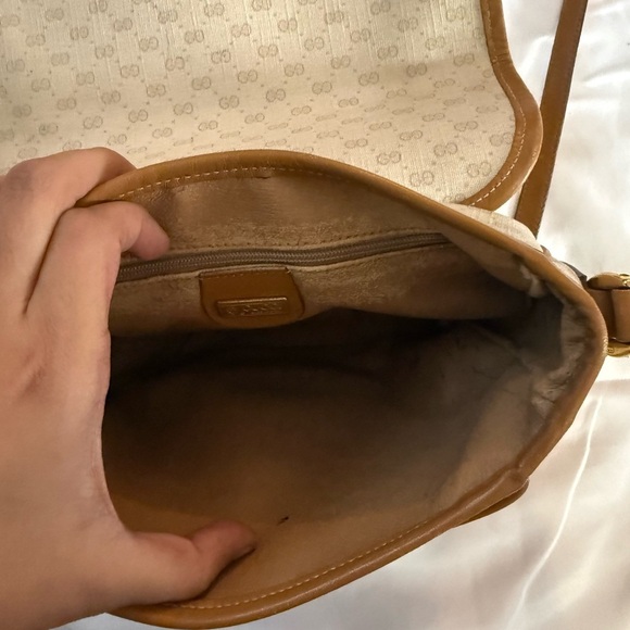 Vintage Gucci Beige and Brown Crossbody Bag luxury everyday bag casual purse